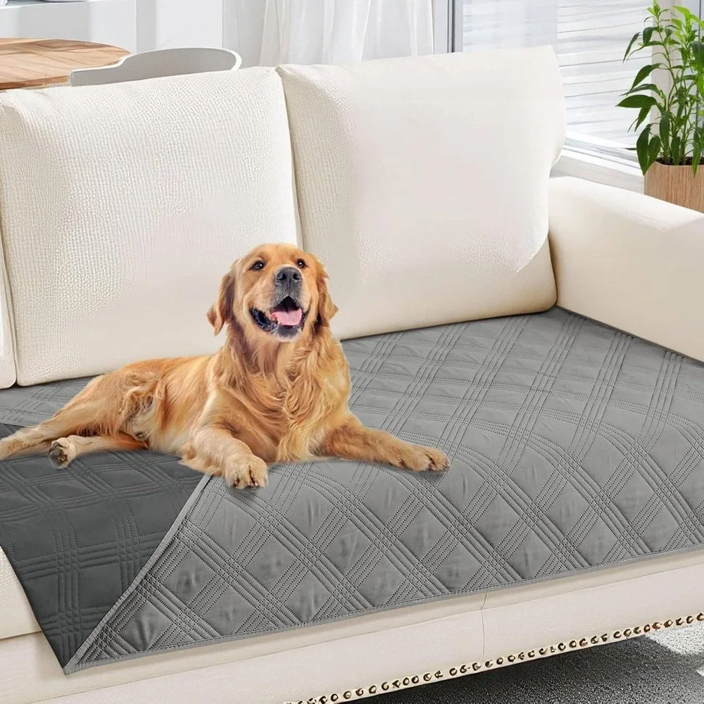 Grey Reversible Quilted Furniture Protector Pet Mat 30x70 Sofa Cover Car Seat